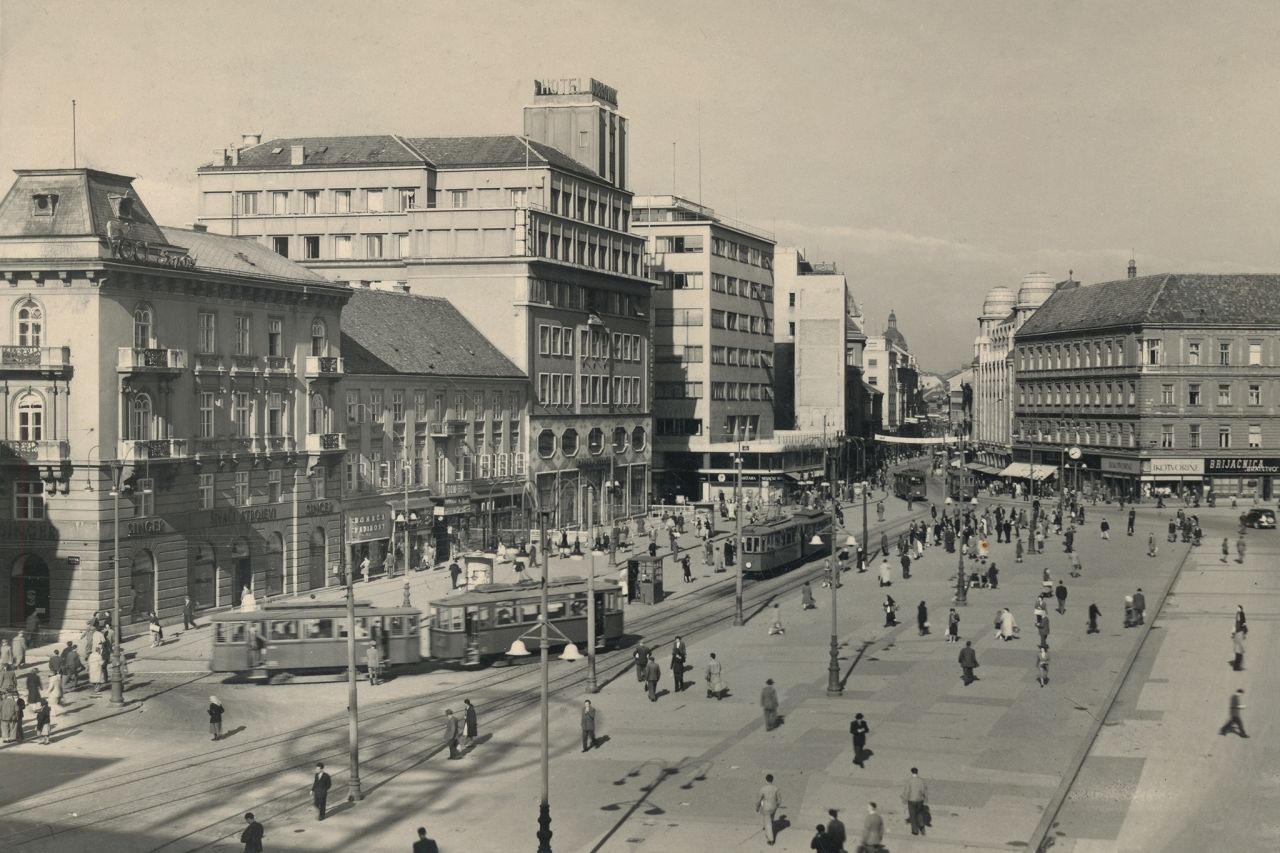 Trg Republike (Trg bana Jelačića), oko 1955. godine